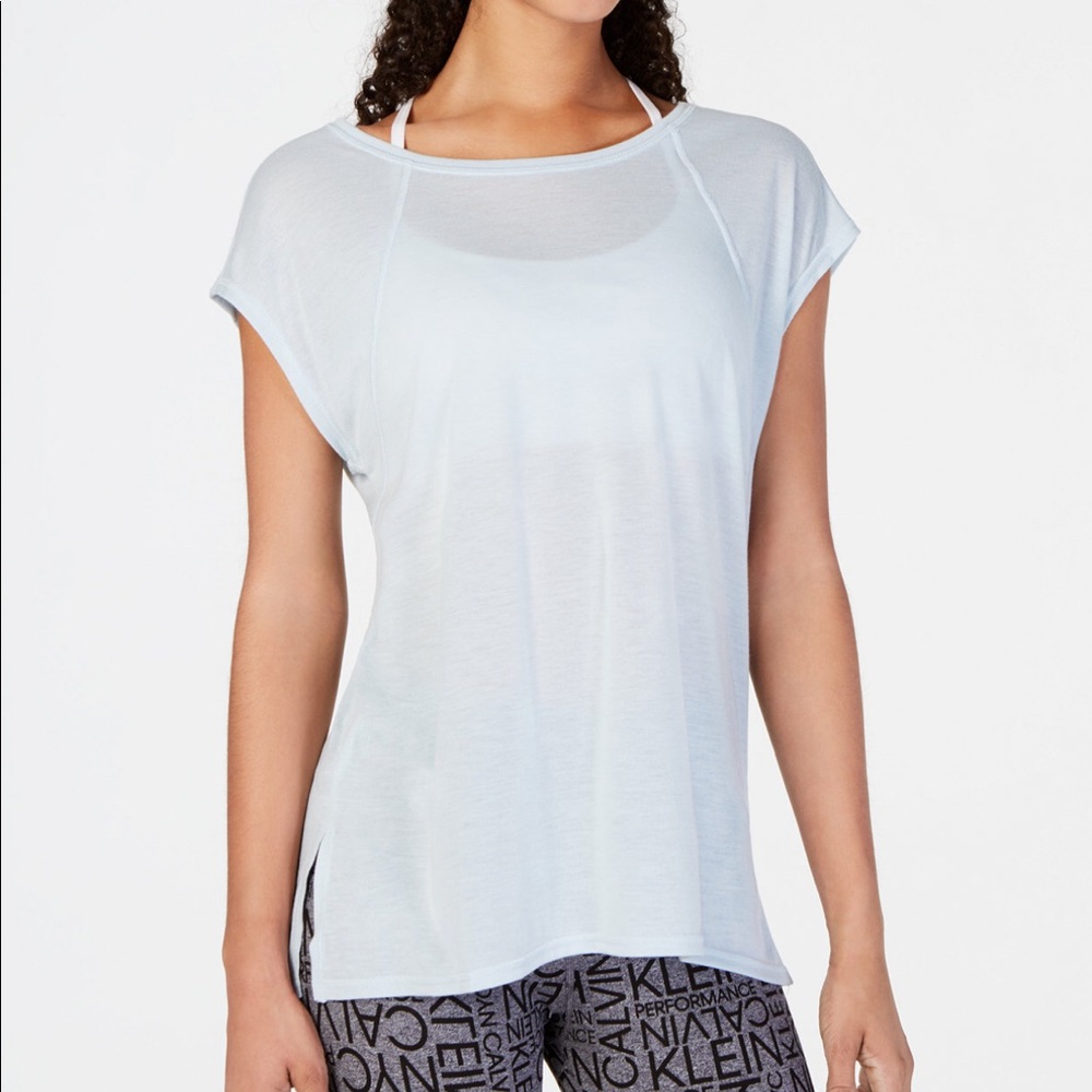 Calvin Klein performance cap sleeve crisscross top